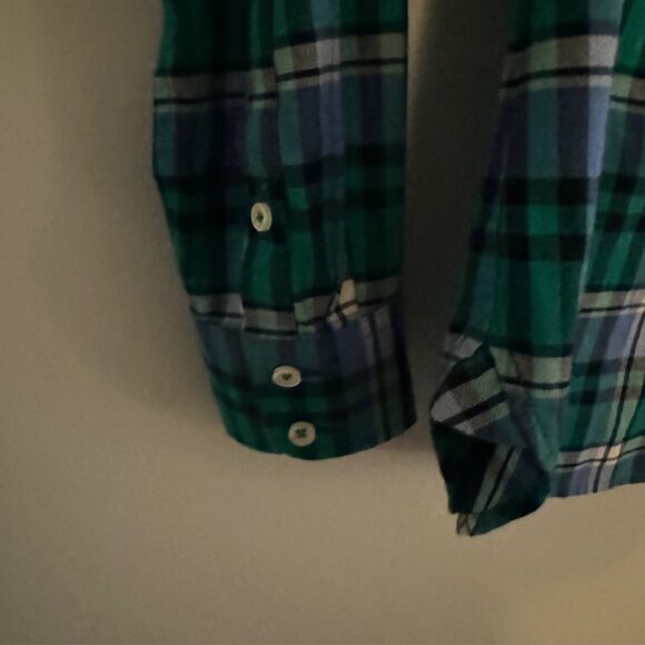 Talbots Blue & Green Plaid Button Front Shirt Size XS - Picture 4 of 4